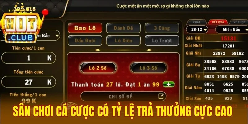 Sân chơi cá cược có tỷ lệ trả thưởng cực cao 